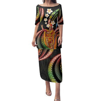 Hawaii King Kamehameha Family Matching Puletasi and Hawaiian Shirt Fantastic Plumeria Reggae LT01 Mom's Dress Reggae - Polynesian Pride