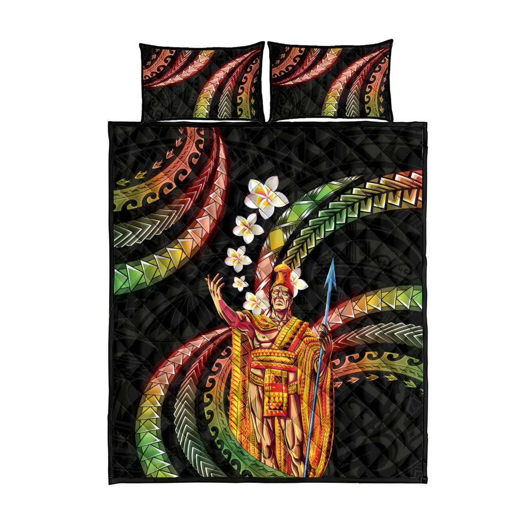 Hawaii King Kamehameha Quilt Bed Set Fantastic Plumeria Reggae