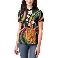 Hawaii King Kamehameha Women Polo Shirt Fantastic Plumeria Reggae