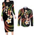 Hawaii Plumeria Reggae Couples Matching Long Sleeve Bodycon Dress and Long Sleeve Button Shirt Polynesian Pattern