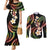 Hawaii Plumeria Reggae Couples Matching Mermaid Dress and Long Sleeve Button Shirt Polynesian Pattern