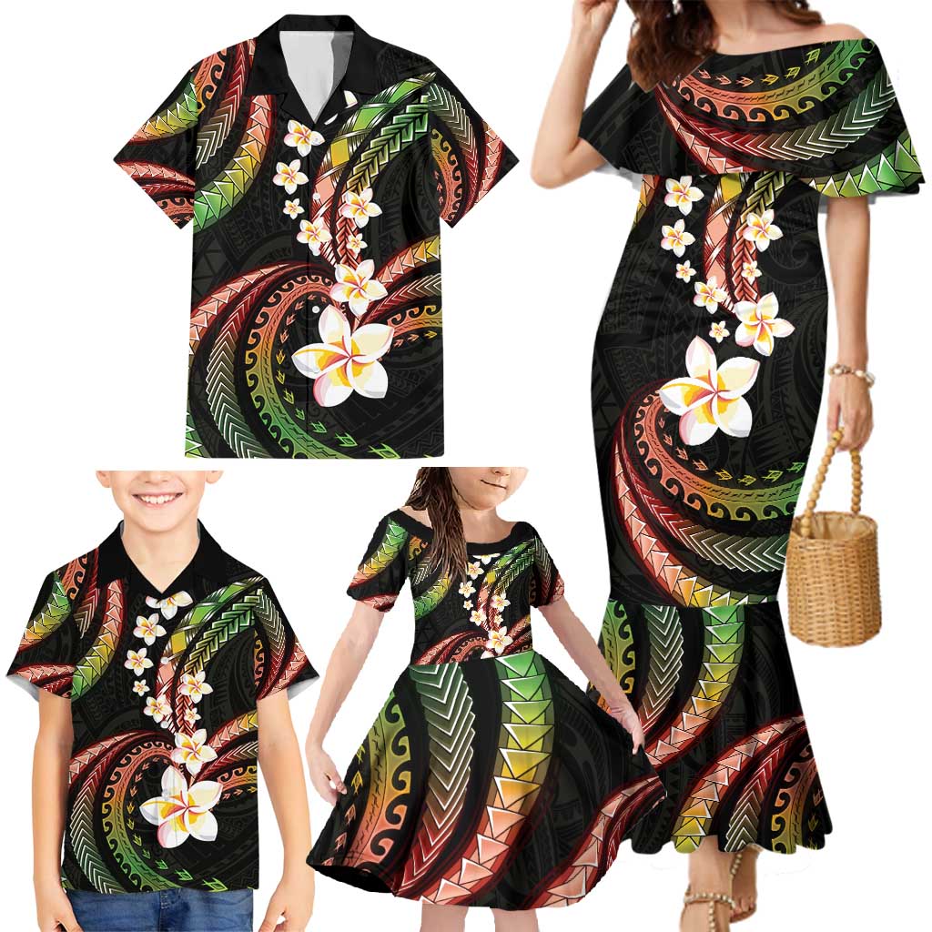Hawaii Plumeria Reggae Family Matching Mermaid Dress and Hawaiian Shirt Polynesian Pattern LT01 - Polynesian Pride