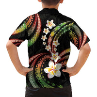 Hawaii Plumeria Reggae Family Matching Off The Shoulder Long Sleeve Dress and Hawaiian Shirt Polynesian Pattern
