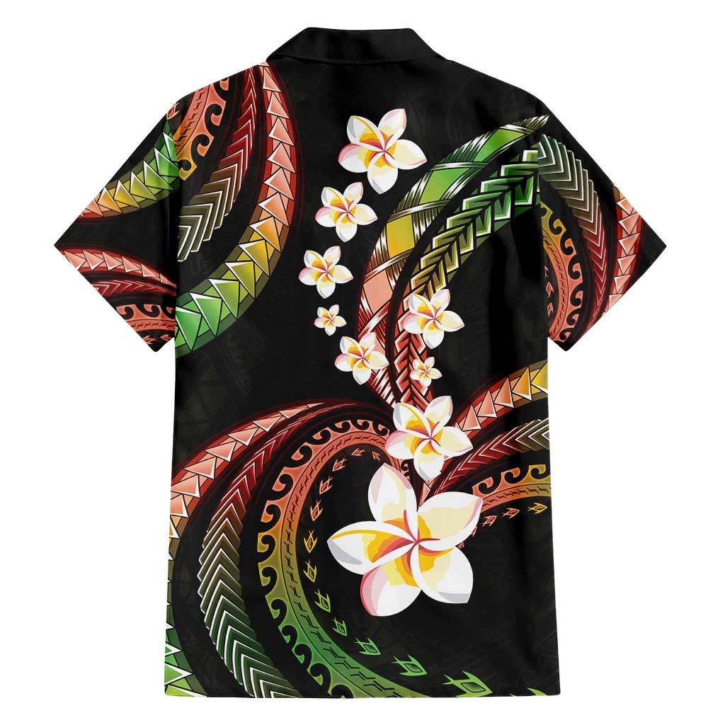 Hawaii Plumeria Reggae Family Matching Off Shoulder Maxi Dress and Hawaiian Shirt Polynesian Pattern