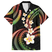 Hawaii Plumeria Reggae Family Matching Off Shoulder Short Dress and Hawaiian Shirt Polynesian Pattern