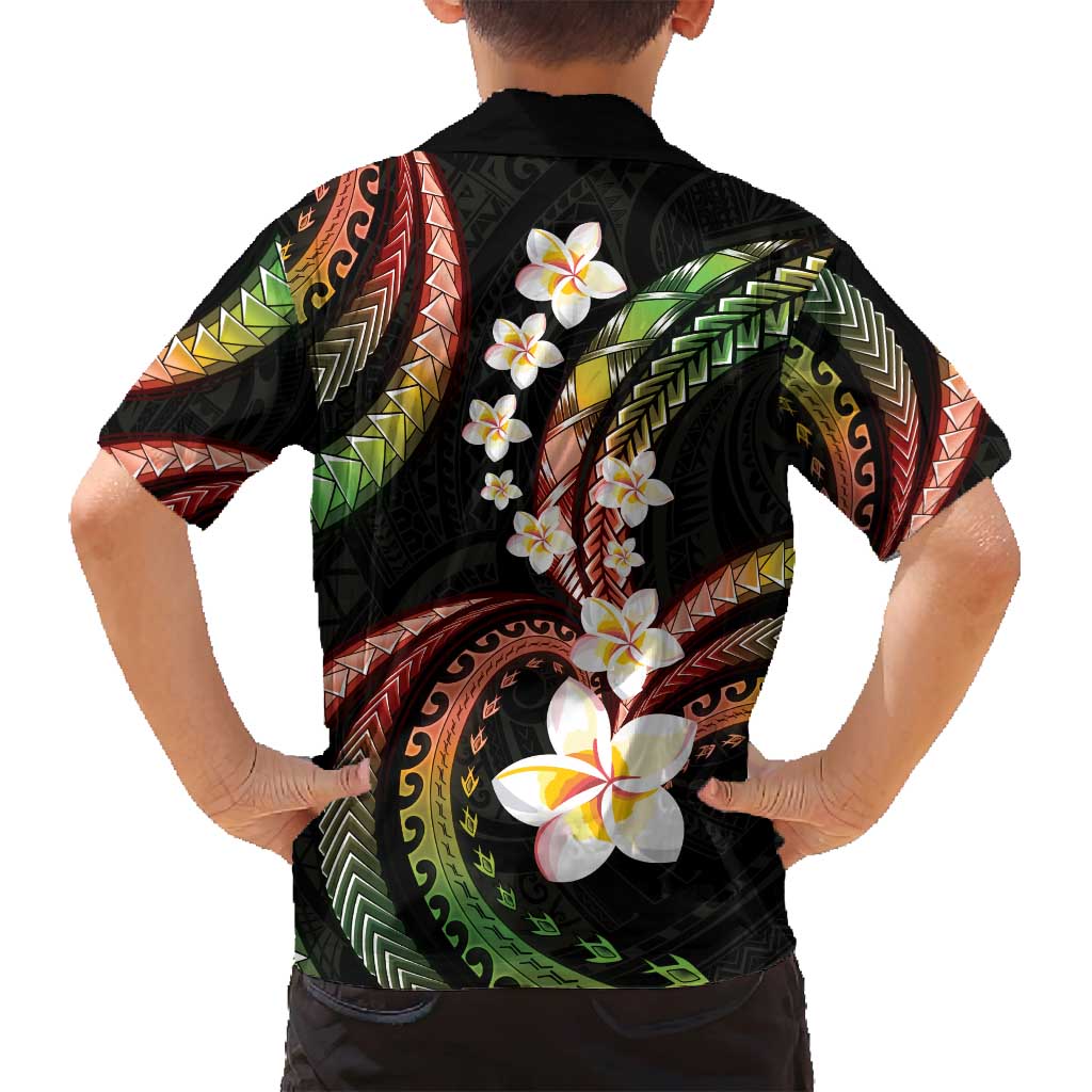 Hawaii Plumeria Reggae Family Matching Summer Maxi Dress and Hawaiian Shirt Polynesian Pattern