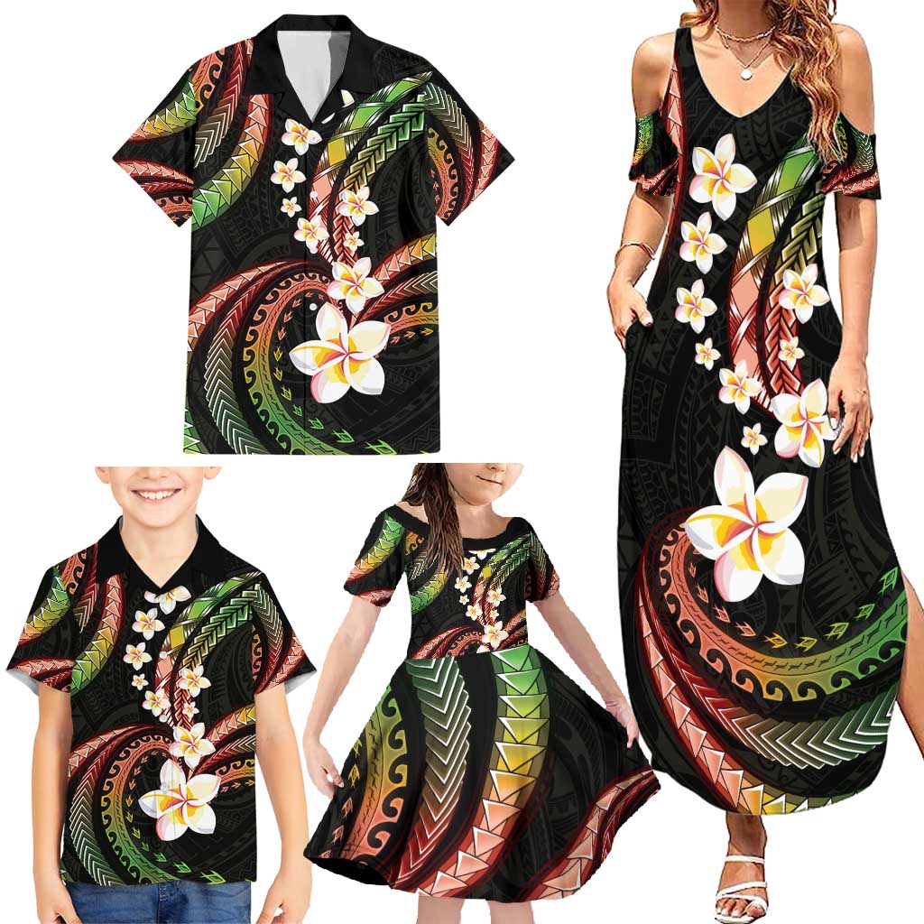 Hawaii Plumeria Reggae Family Matching Summer Maxi Dress and Hawaiian Shirt Polynesian Pattern LT01 - Polynesian Pride