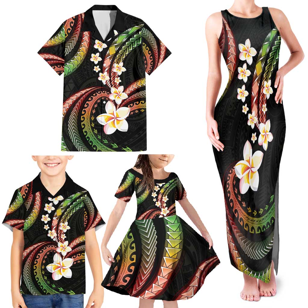 Hawaii Plumeria Reggae Family Matching Tank Maxi Dress and Hawaiian Shirt Polynesian Pattern LT01 - Polynesian Pride
