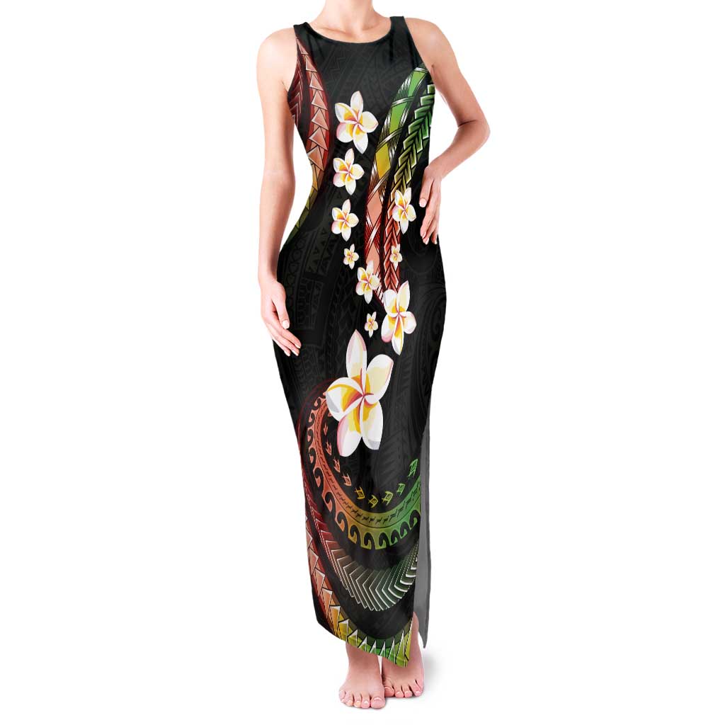Hawaii Plumeria Reggae Family Matching Tank Maxi Dress and Hawaiian Shirt Polynesian Pattern