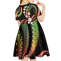 Hawaii Plumeria Reggae Kid Short Sleeve Dress Polynesian Pattern