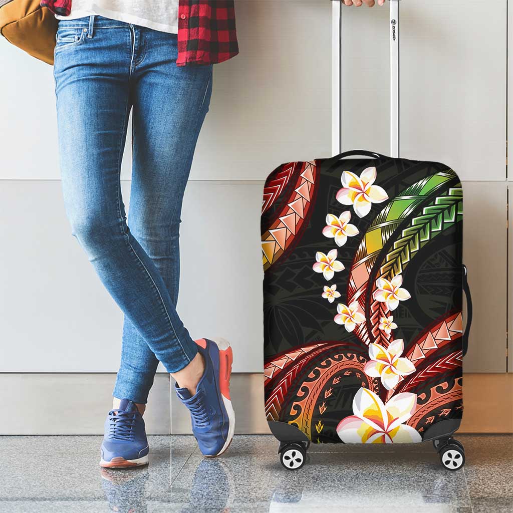 Hawaii Plumeria Reggae Luggage Cover Polynesian Pattern