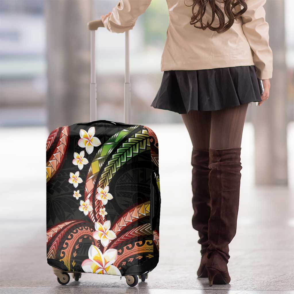 Hawaii Plumeria Reggae Luggage Cover Polynesian Pattern