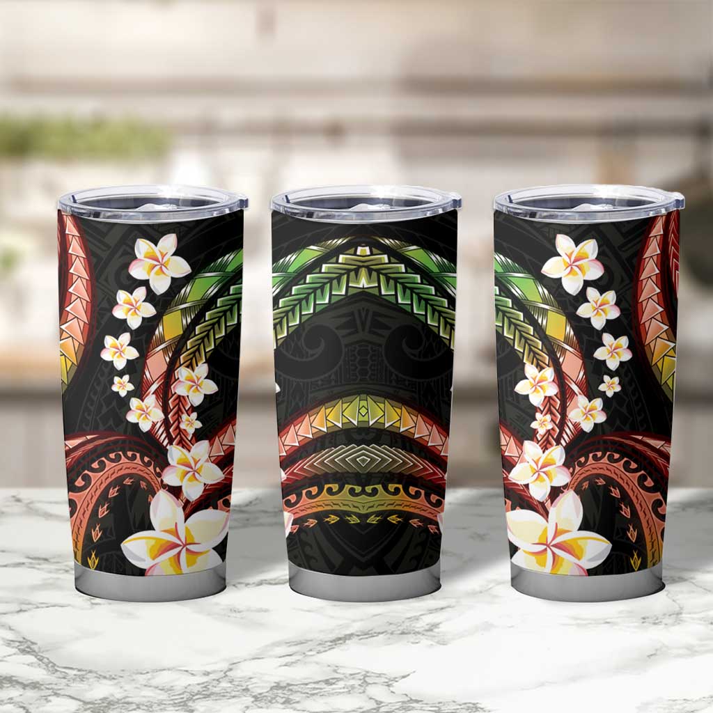 Hawaii Plumeria Reggae Tumbler Cup Polynesian Pattern
