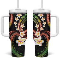 Hawaii Plumeria Reggae Tumbler With Handle Polynesian Pattern