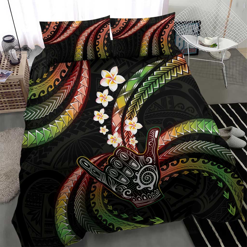 Hawaii Shaka Sign Bedding Set Fantastic Frangipani Reggae