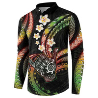 Hawaii Shaka Sign Button Sweatshirt Fantastic Frangipani Reggae