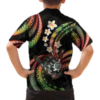 Hawaii Shaka Sign Family Matching Long Sleeve Bodycon Dress and Hawaiian Shirt Fantastic Frangipani Reggae LT01 - Polynesian Pride