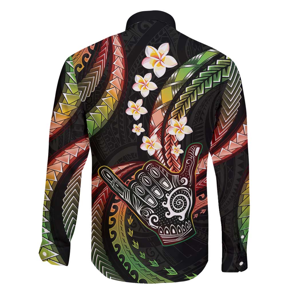 Hawaii Shaka Sign Family Matching Long Sleeve Bodycon Dress and Hawaiian Shirt Fantastic Frangipani Reggae LT01 - Polynesian Pride