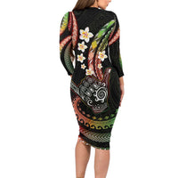 Hawaii Shaka Sign Family Matching Long Sleeve Bodycon Dress and Hawaiian Shirt Fantastic Frangipani Reggae LT01 - Polynesian Pride