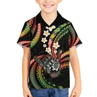 Hawaii Shaka Sign Family Matching Off The Shoulder Long Sleeve Dress and Hawaiian Shirt Fantastic Frangipani Reggae LT01 Son's Shirt Reggae - Polynesian Pride