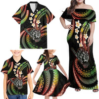 Hawaii Shaka Sign Family Matching Off Shoulder Maxi Dress and Hawaiian Shirt Fantastic Frangipani Reggae LT01 - Polynesian Pride