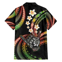 Hawaii Shaka Sign Family Matching Off Shoulder Maxi Dress and Hawaiian Shirt Fantastic Frangipani Reggae LT01 - Polynesian Pride