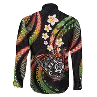 Hawaii Shaka Sign Family Matching Off Shoulder Maxi Dress and Hawaiian Shirt Fantastic Frangipani Reggae LT01 - Polynesian Pride