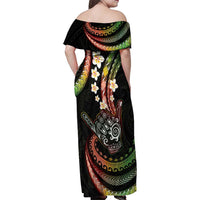 Hawaii Shaka Sign Family Matching Off Shoulder Maxi Dress and Hawaiian Shirt Fantastic Frangipani Reggae LT01 - Polynesian Pride