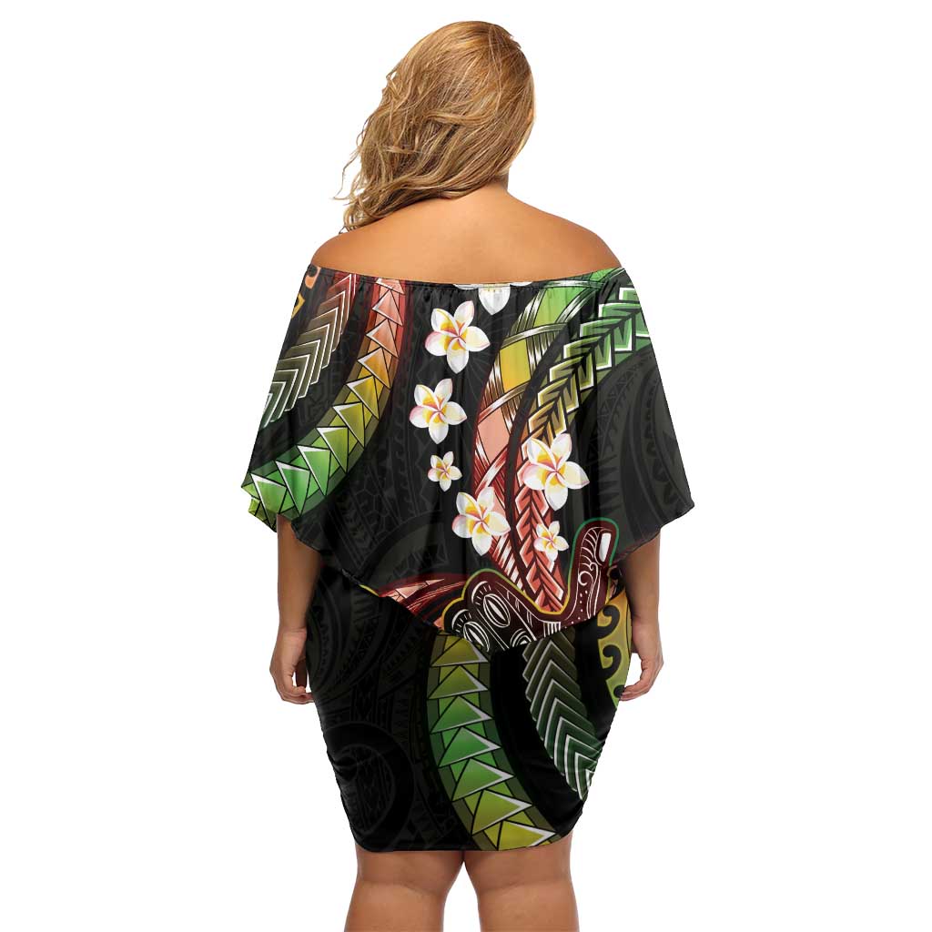 Hawaii Shaka Sign Family Matching Off Shoulder Short Dress and Hawaiian Shirt Fantastic Frangipani Reggae LT01 - Polynesian Pride