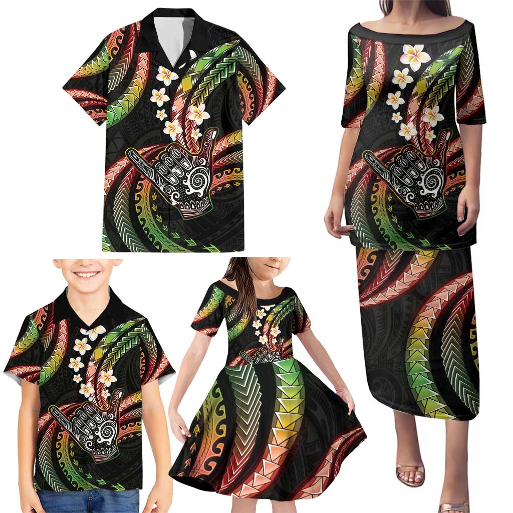 Hawaii Shaka Sign Family Matching Puletasi and Hawaiian Shirt Fantastic Frangipani Reggae LT01 - Polynesian Pride