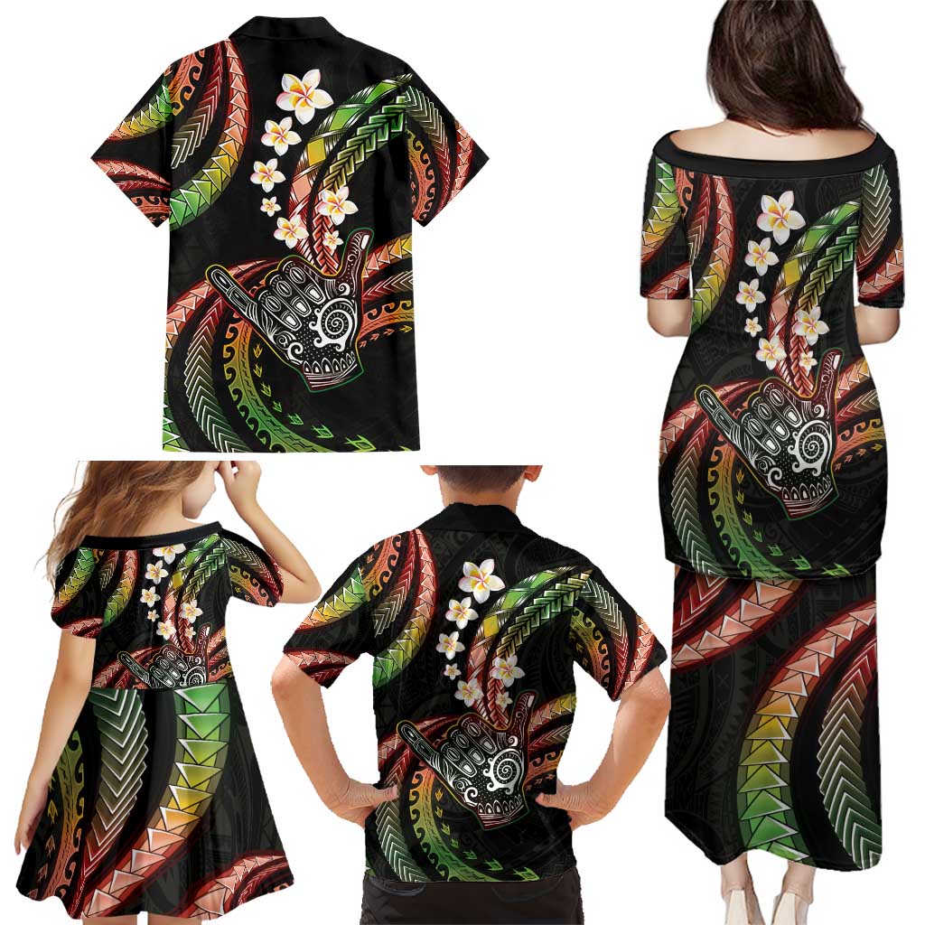 Hawaii Shaka Sign Family Matching Puletasi and Hawaiian Shirt Fantastic Frangipani Reggae LT01 - Polynesian Pride