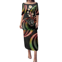 Hawaii Shaka Sign Family Matching Puletasi and Hawaiian Shirt Fantastic Frangipani Reggae LT01 Mom's Dress Reggae - Polynesian Pride