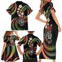 Hawaii Shaka Sign Family Matching Short Sleeve Bodycon Dress and Hawaiian Shirt Fantastic Frangipani Reggae LT01 - Polynesian Pride