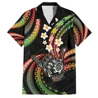 Hawaii Shaka Sign Family Matching Short Sleeve Bodycon Dress and Hawaiian Shirt Fantastic Frangipani Reggae LT01 Dad's Shirt - Short Sleeve Reggae - Polynesian Pride