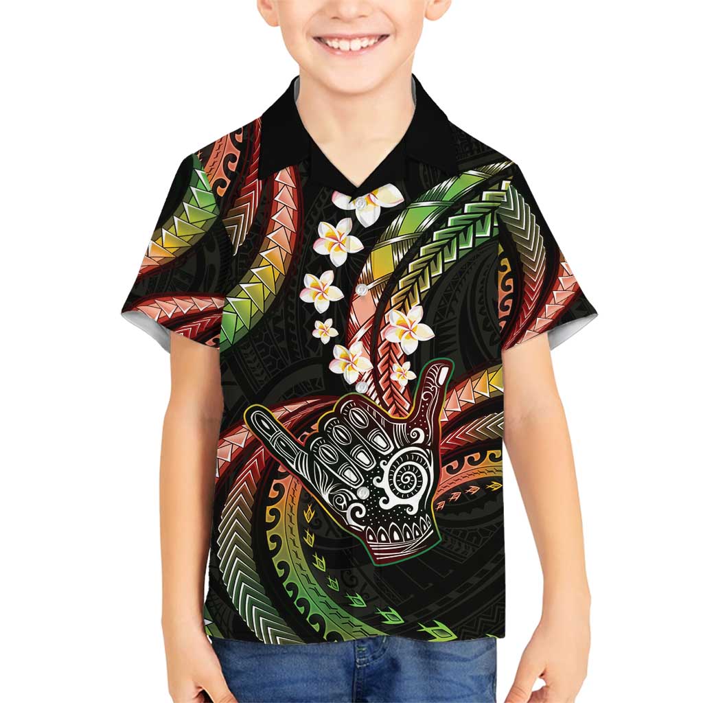 Hawaii Shaka Sign Family Matching Summer Maxi Dress and Hawaiian Shirt Fantastic Frangipani Reggae LT01 Son's Shirt Reggae - Polynesian Pride