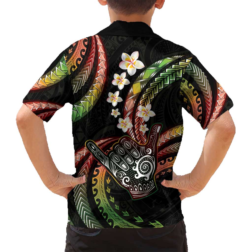 Hawaii Shaka Sign Family Matching Tank Maxi Dress and Hawaiian Shirt Fantastic Frangipani Reggae LT01 - Polynesian Pride