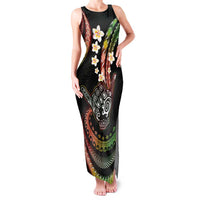 Hawaii Shaka Sign Family Matching Tank Maxi Dress and Hawaiian Shirt Fantastic Frangipani Reggae LT01 Mom's Dress Reggae - Polynesian Pride