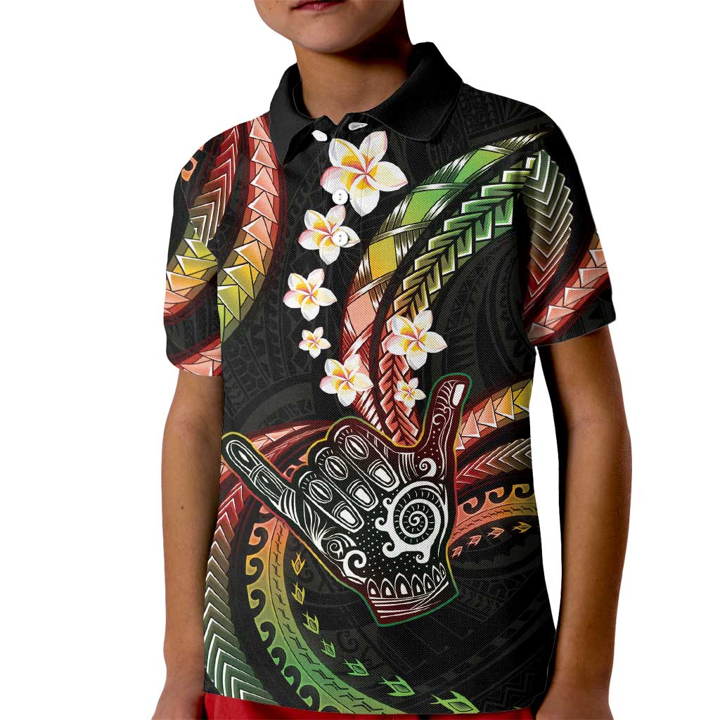 Hawaii Shaka Sign Kid Polo Shirt Fantastic Frangipani Reggae LT01 Kid Reggae - Polynesian Pride