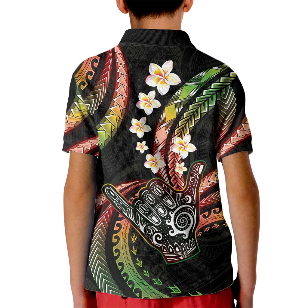 Hawaii Shaka Sign Kid Polo Shirt Fantastic Frangipani Reggae LT01 - Polynesian Pride