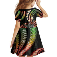Hawaii Shaka Sign Kid Short Sleeve Dress Fantastic Frangipani Reggae