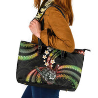 Hawaii Shaka Sign Leather Tote Bag Fantastic Frangipani Reggae