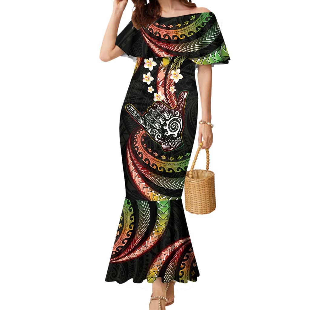Hawaii Shaka Sign Mermaid Dress Fantastic Frangipani Reggae
