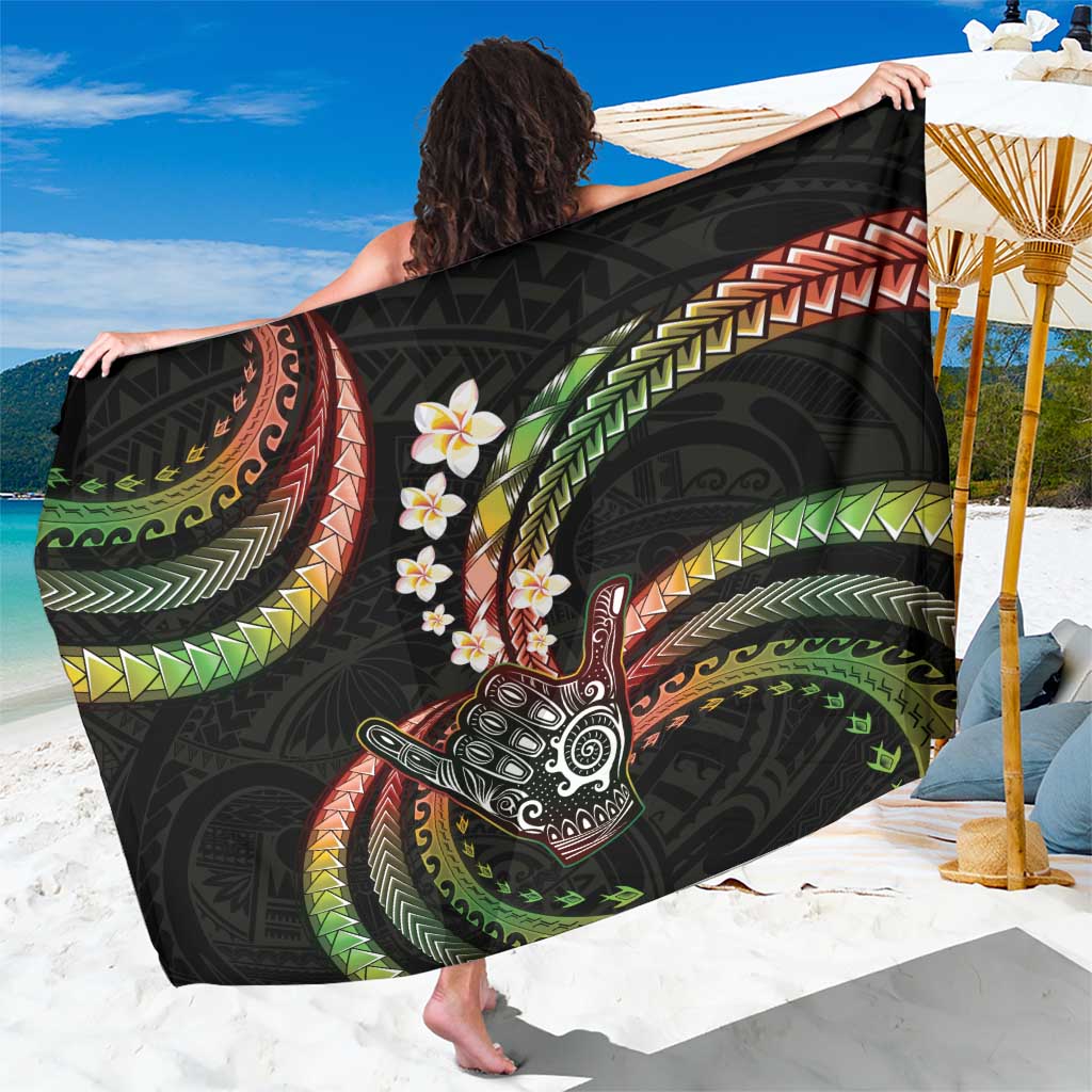 Hawaii Shaka Sign Sarong Fantastic Frangipani Reggae