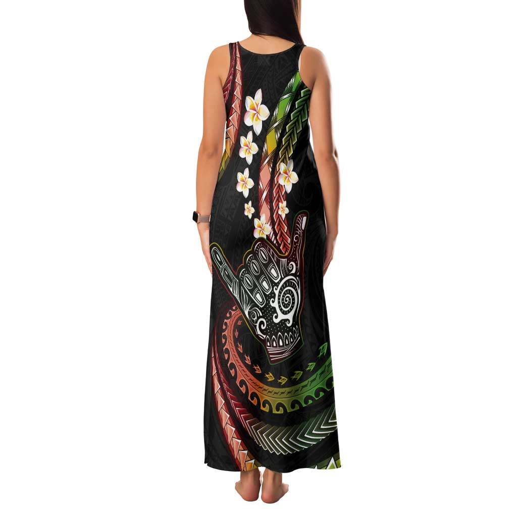 Hawaii Shaka Sign Tank Maxi Dress Fantastic Frangipani Reggae LT01 - Polynesian Pride