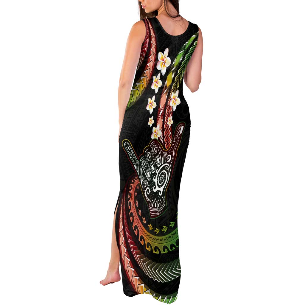 Hawaii Shaka Sign Tank Maxi Dress Fantastic Frangipani Reggae LT01 - Polynesian Pride