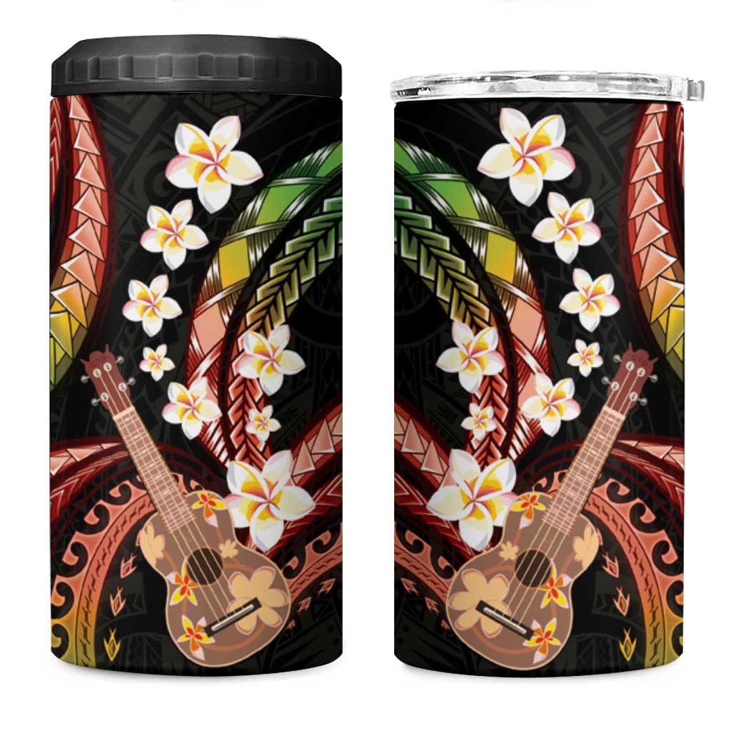 Hawaiian Ukulele 4 in 1 Can Cooler Tumbler Jawaiian Fantastic Plumeria LT01 One Size: 16 oz Reggae - Polynesian Pride