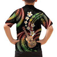 Hawaiian Ukulele Family Matching Off Shoulder Maxi Dress and Hawaiian Shirt Jawaiian Fantastic Plumeria LT01 - Polynesian Pride