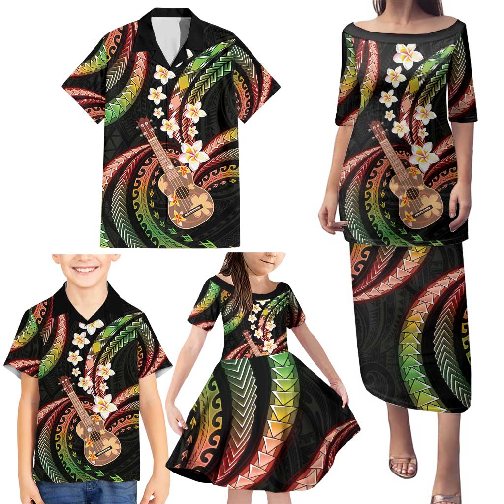 Hawaiian Ukulele Family Matching Puletasi and Hawaiian Shirt Jawaiian Fantastic Plumeria LT01 - Polynesian Pride