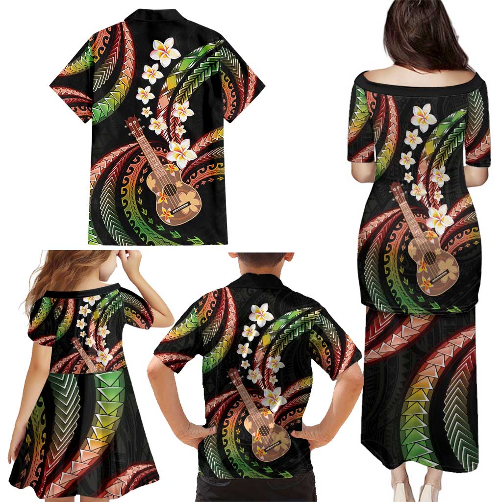 Hawaiian Ukulele Family Matching Puletasi and Hawaiian Shirt Jawaiian Fantastic Plumeria LT01 - Polynesian Pride