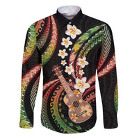 Hawaiian Ukulele Family Matching Puletasi and Hawaiian Shirt Jawaiian Fantastic Plumeria LT01 Dad's Shirt - Long Sleeve Reggae - Polynesian Pride